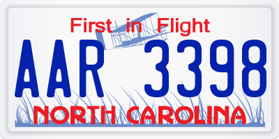 NC license plate AAR3398