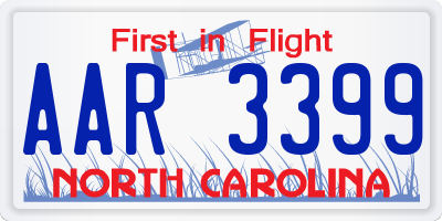 NC license plate AAR3399