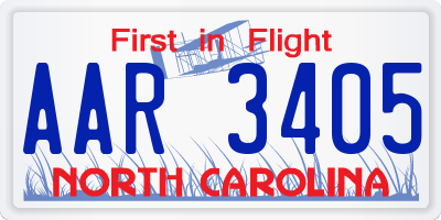 NC license plate AAR3405