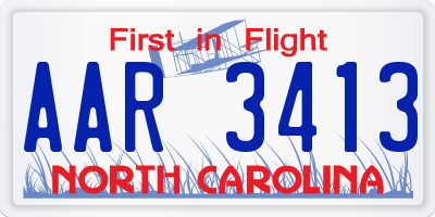 NC license plate AAR3413