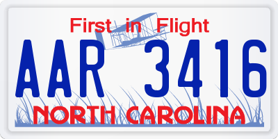 NC license plate AAR3416