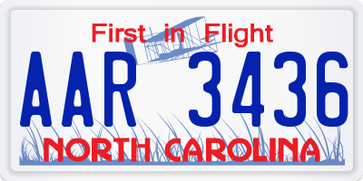 NC license plate AAR3436