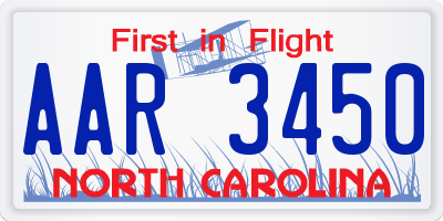 NC license plate AAR3450