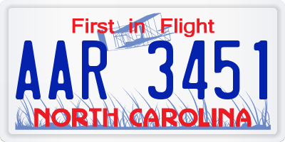 NC license plate AAR3451