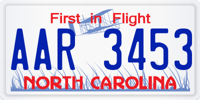 NC license plate AAR3453