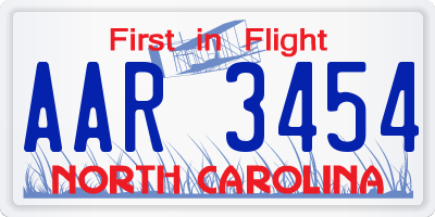 NC license plate AAR3454