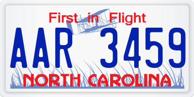 NC license plate AAR3459