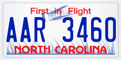 NC license plate AAR3460