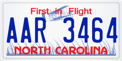 NC license plate AAR3464