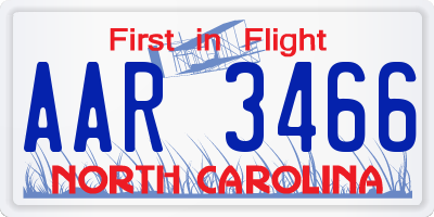 NC license plate AAR3466