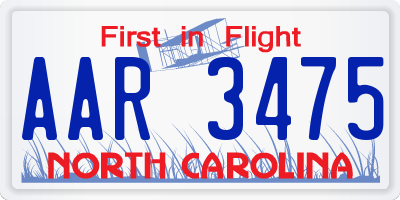 NC license plate AAR3475