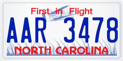 NC license plate AAR3478