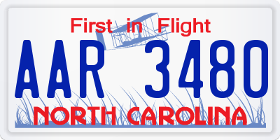 NC license plate AAR3480