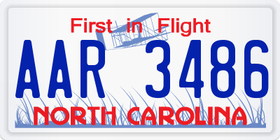 NC license plate AAR3486