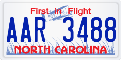 NC license plate AAR3488