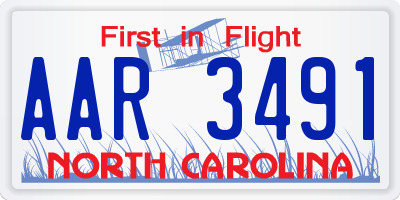 NC license plate AAR3491