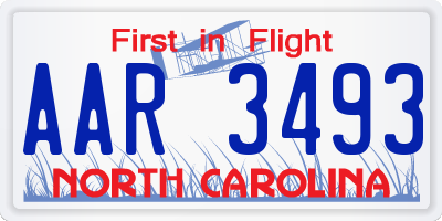 NC license plate AAR3493