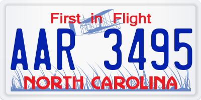 NC license plate AAR3495