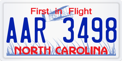 NC license plate AAR3498