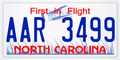 NC license plate AAR3499