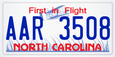 NC license plate AAR3508