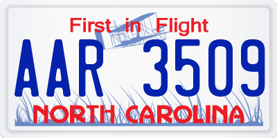 NC license plate AAR3509