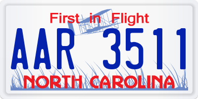 NC license plate AAR3511