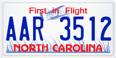 NC license plate AAR3512