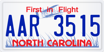 NC license plate AAR3515
