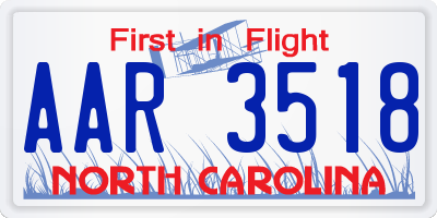 NC license plate AAR3518