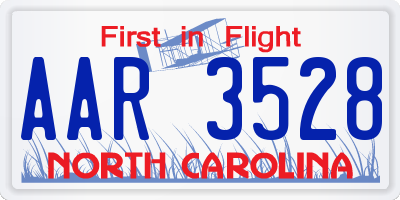 NC license plate AAR3528