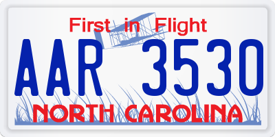 NC license plate AAR3530