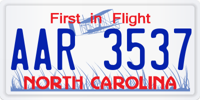 NC license plate AAR3537