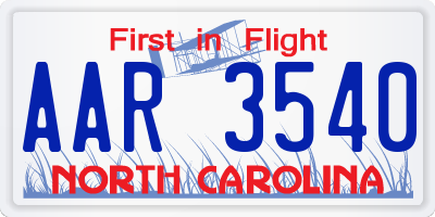 NC license plate AAR3540