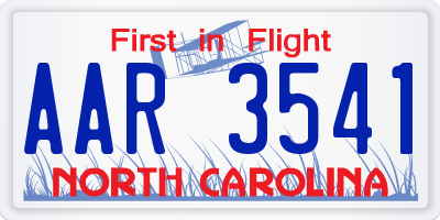 NC license plate AAR3541