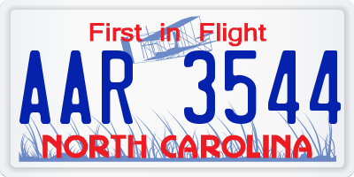 NC license plate AAR3544