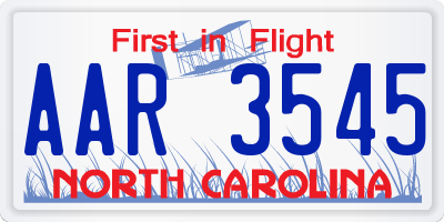 NC license plate AAR3545