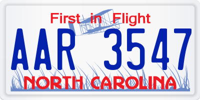 NC license plate AAR3547