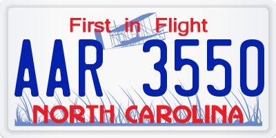 NC license plate AAR3550