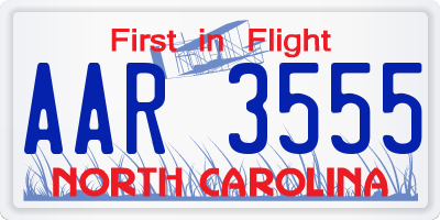 NC license plate AAR3555
