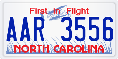 NC license plate AAR3556