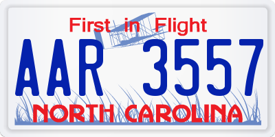 NC license plate AAR3557