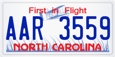 NC license plate AAR3559