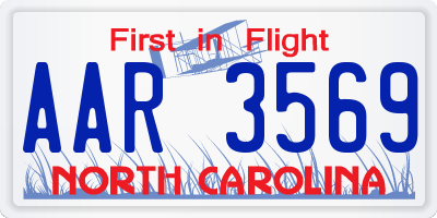 NC license plate AAR3569