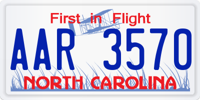 NC license plate AAR3570