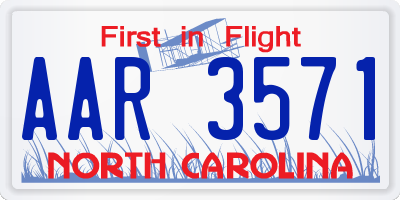 NC license plate AAR3571