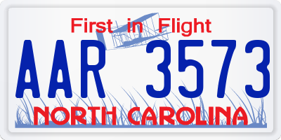 NC license plate AAR3573