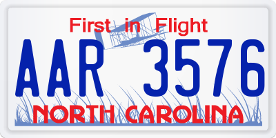 NC license plate AAR3576