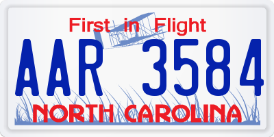NC license plate AAR3584