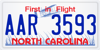 NC license plate AAR3593